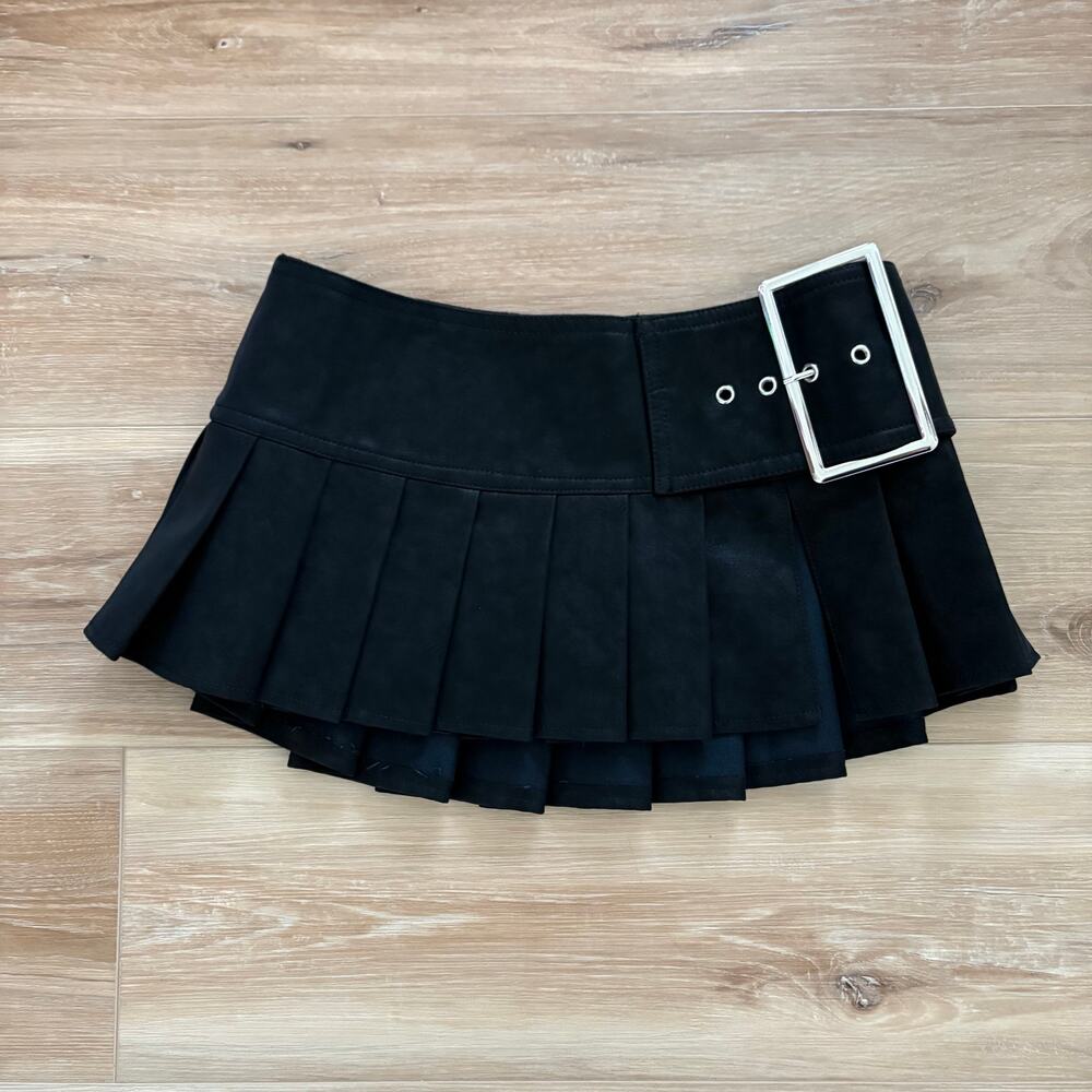 Dolls Kill Poster Girl Viral Takeover Mini Micro Pleated Skirt Black XS